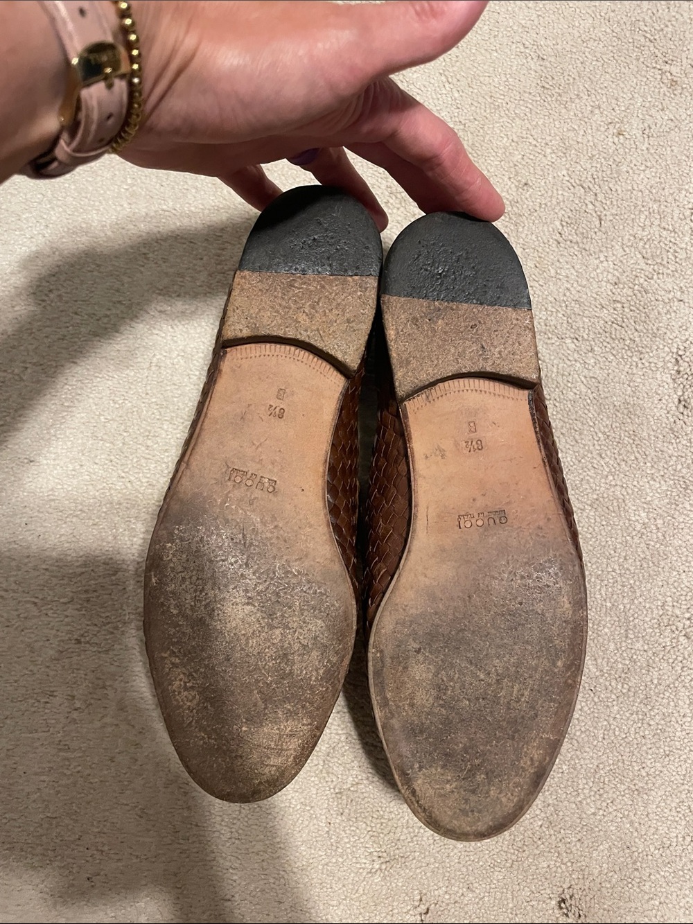 EUC Vintage Gucci brown woven leather loafers - Picture 8 of 10